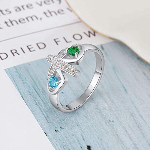 URONE Sterling Silver Personalized Ring Custom 2 birthstones Engraved Name Ring Jewelry for Women Infinity Promise Ring for her3