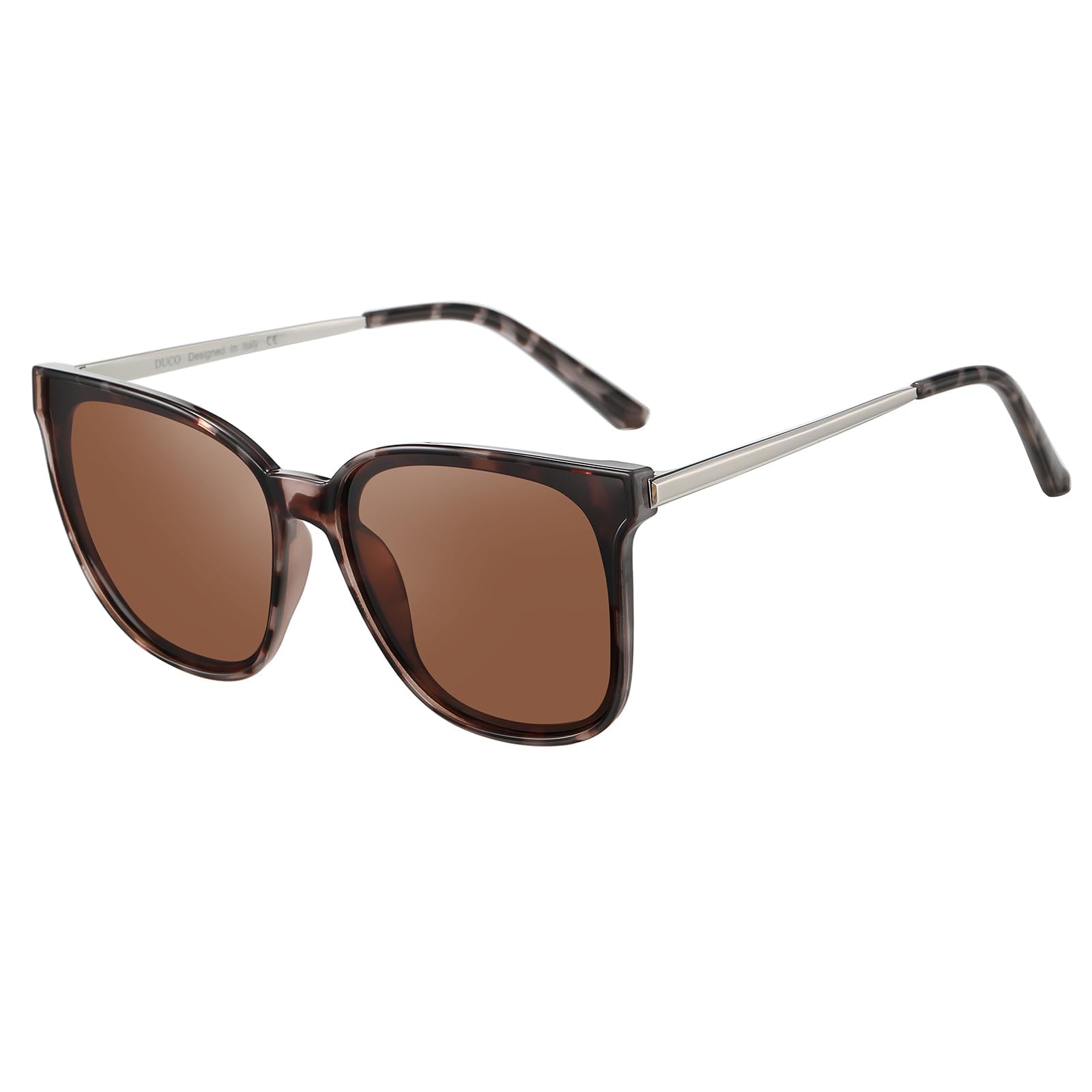 DUCO Sonnenbrille für Damen Polarisiert Sonnenbrille mit UV400 Schutz Vintage Klassisch Runde Metall Rahmen Leichtgewicht Sonnenbrillen W016
