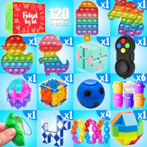 Fidget Toys, 120 Pack Party Favors for Kids 8-12 4-8, Sensory Toys Bulk Autism Autistic, Treasure Box Toys for Classroom, Stocking Stuffers, Goodie Bag Stuffers, Christmas Birthday Gifts Prizes - image 3