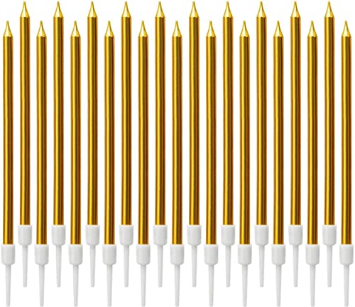 Image of Wax Thin Golden Birthday Candle Candles For Girls, Boys, Parents, Anniversary Decoration, Baby Shower, Cake Decoration, Candles For Birthday Decoration (Gold)6 Pcs Candle