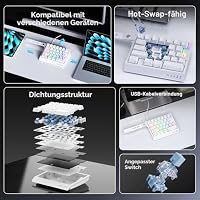 AJAZZ AK029 Wired Magnetic Switch One-Handed Gaming Keyboard, Hall Effect Rapid Trigger Mechanical Keypad, SOCD & DKS, 8KHz Polling Rate, 29 Keys Hot-Swappable Mini Keyboard for FPS Gamers, PC, White – Ansicht 3
