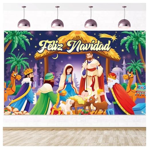 DPKOW Feliz Navidad Pancarta Decoración para Reyes Magos Belen Navidad, Niño Jesús Dios ha Nacido Pancarta de Fondo para Nacimiento Reyes Magos Decoración, 185 * 110cm
