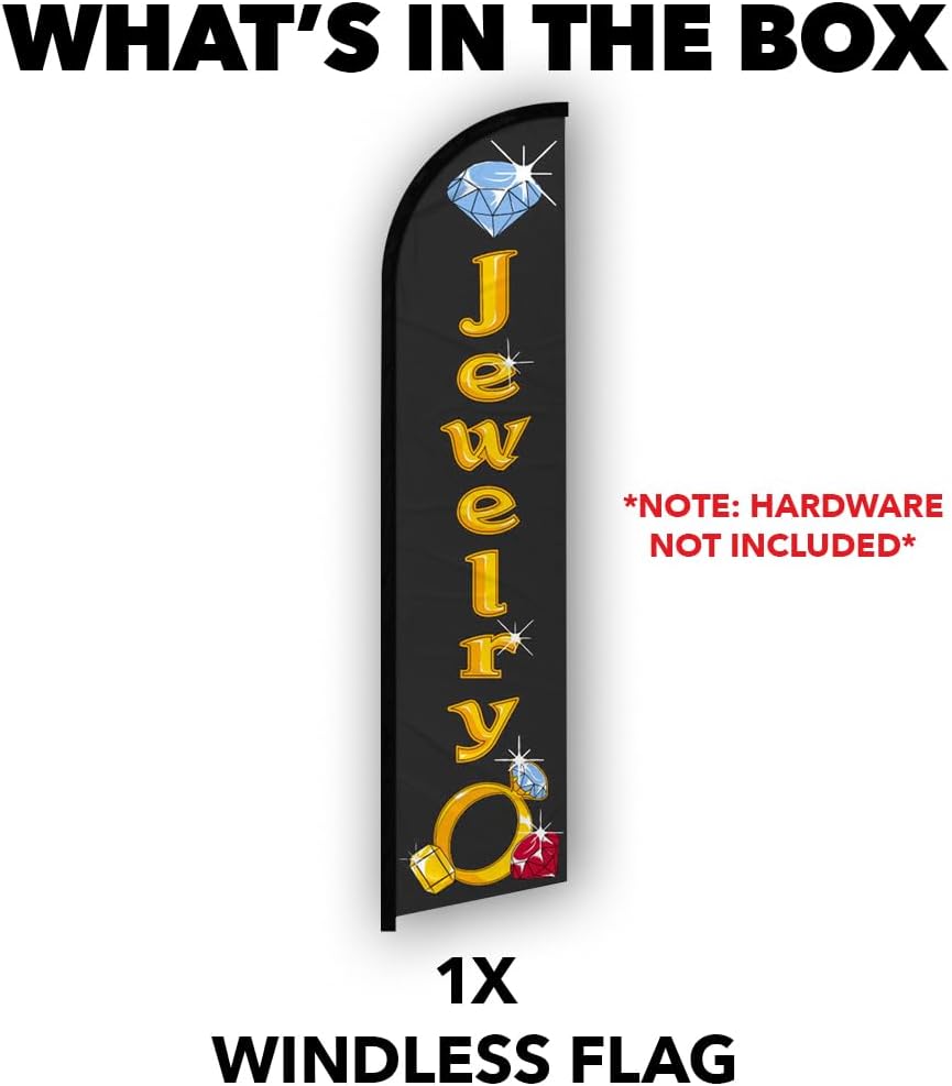 Jewelry Windless Banner Advertising Flag - Perfect for Retailers, Shops, Businesses, Pawn Shops, Thrift Stores