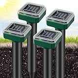 AOUQEE Maulwurf Vertreiber Solar, Ultraschall Maulwurfschreck für Garten & Rasen, Wasserdichter Solarbetriebener Wühlmaus Vertreiber, Schlangenabwehr für Außenbereich, Haustierfreundlich -4 Stück