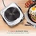 SUNAVO 1500W Hot Plates for Cooking, Electric Single Burner with Handles, 6 Power Levels Stainless Steel Hot Plate for Kitchen Camping RV and More Silver