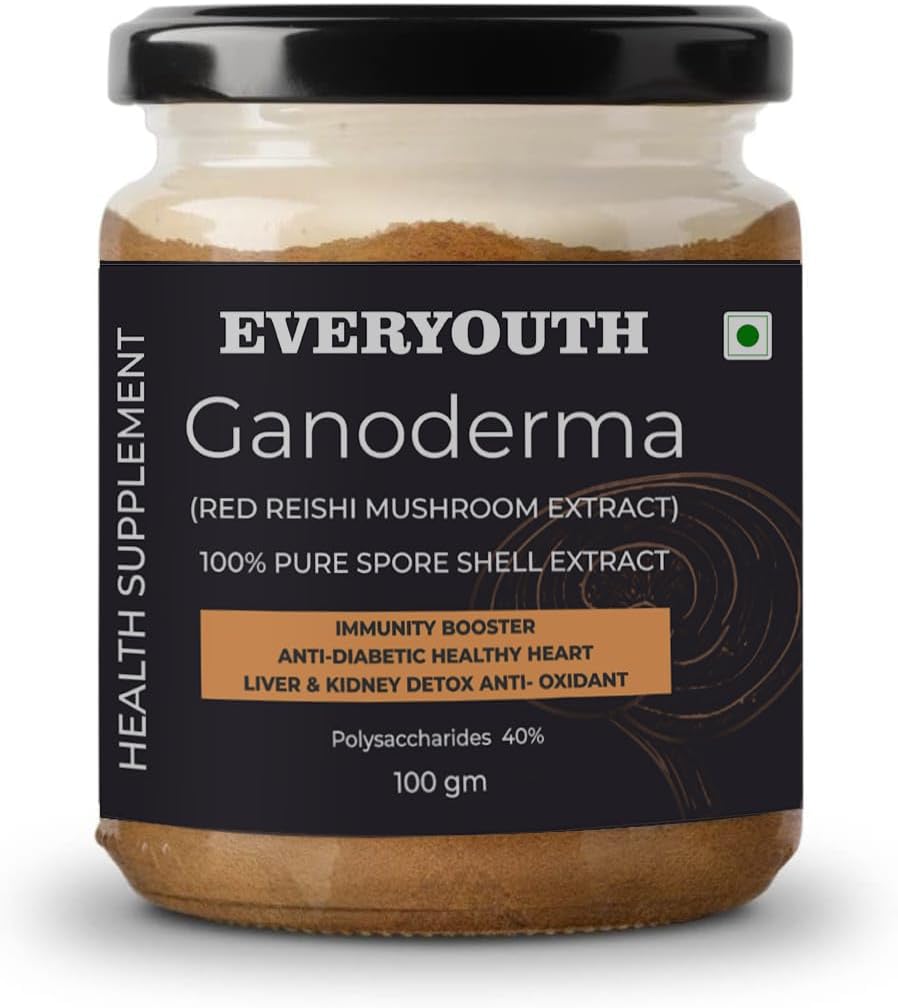 Everyouth Ganoderma Red Reishi Mushroom Extract Powder,100 gm, Pack of 1