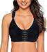 YIANNA Women's Adjustable shoulder strap Post-surgical Front Closure Sports bra With Wide Back support, YA-BRA128-Black-XXL