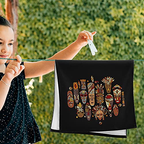 Oreayn African Masks Hand Towel For Bathroom Kitchen Beach Polyester Cotton Set Of 2 African Fingertip Towel Soft Absorbent 28.3 X 14.4 Inch Black #TOP4