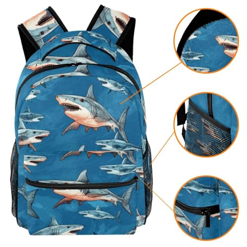 Sac à dos d'école requin multicolore pour campus et voyage - 3
