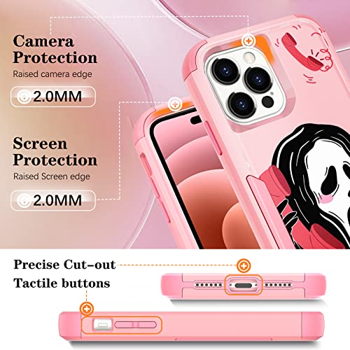 Oqplog For Iphone 13 Pro Max 6.7” Heavy Duty Phone Case For Girls Kids Women Boys Cute Skull Skeleton Fun Funny Ghost Hard Triple Layers Cover Full Body Rugged Military Grade Cases For Apple 13 Promax #TOP2