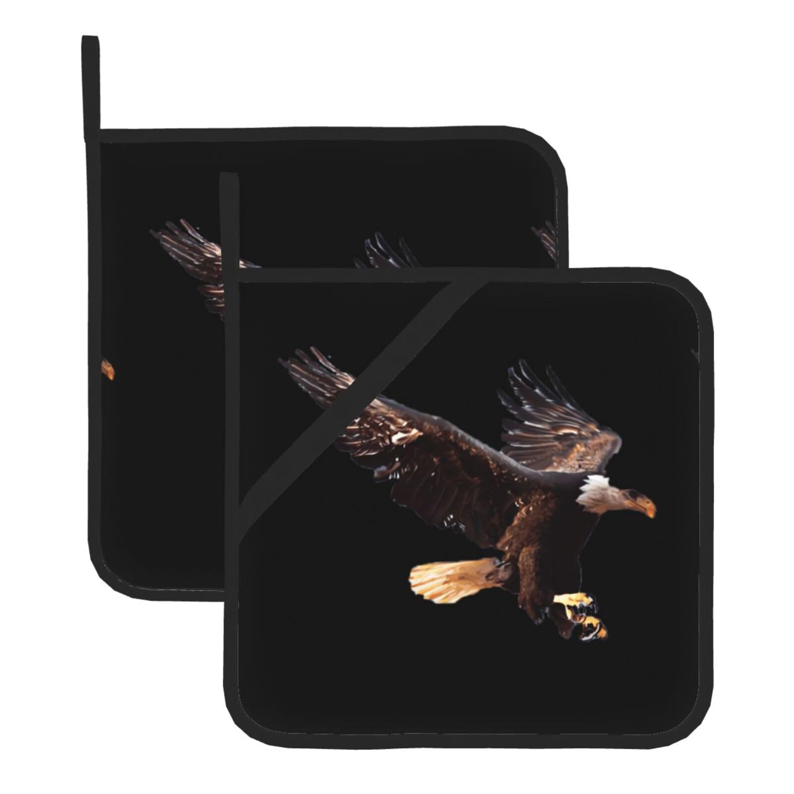 HJFCZH eagle Prints Square Hot Pads for Kitchen Counter - Waterproof Pot Holders, Durable Heat Resistant Throw Layers for Serving, Oven & BBQ - 2 Pack