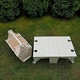 Dzhzuj Klapp-Picknick-Korb-Tisch Holz Outdoor Klapp-Picknick-Tisch mit Weinglashalter Tragbarer 2-in-1-Picknick-Tisch Strand-Camping-Tisch Zusammenklappbarer Tisch für Gartenparty-Camping (White)