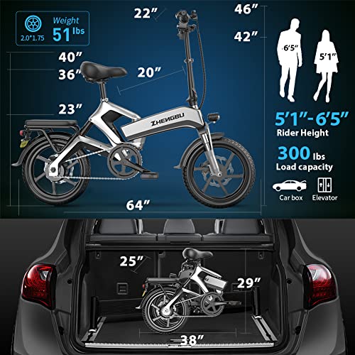 Auloor Folding Electric Bike,400W Electric Commuter Bikes Ebike 16'' Electric Bicycle With 48V 12.8Ah Battery, 20Mph Adults/Teens City E Bike #TOP6
