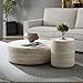 JURMALYN Round Coffee Table for Living Room Circle Coffee Table Faux Marble Pattern Coffee Table Modern Drum Center Table for Apartment, No Need Assembly (Travertine Fiberglass 39.37'')