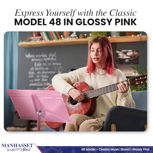 Manhasset Music Stand For Sheet Music - 48 Symphony Model - 4801PNK - Long Lasting, Durable Manhasset Stand - Adjustable Height - 20\" by 12 - Thumbnail 3