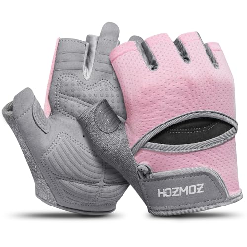 HOZMOZ Ventilated Weight Lifting Gloves, Thick Padded Workout Gym Gloves with Full Palm Protection & Grip & Shock Absorption for Women & Men's Fitness Exercise Training