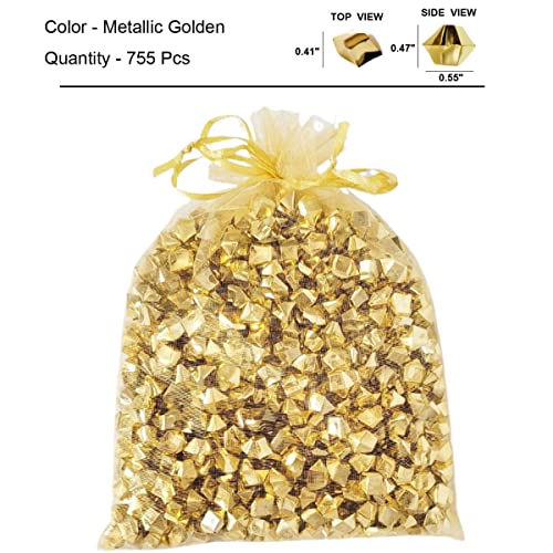 AiFanS Golden Nuggets,Vase Filler for Home Deco and Centerpieces,Gold Rocks for Vases and Table Decoration (Metallic Gold,755 Pieces)
