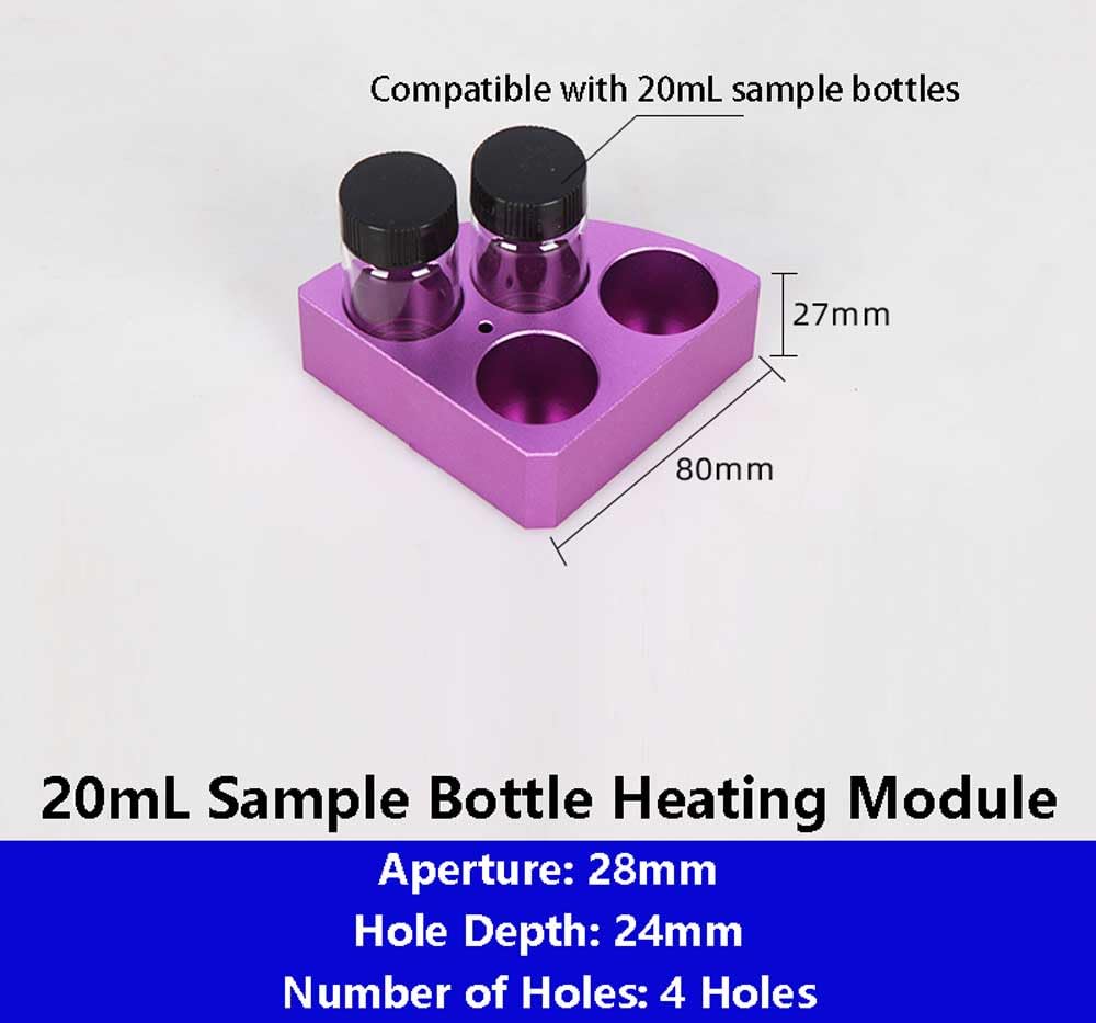 Bloque calefactor de baño seco de aluminio for botellas de muestras de laboratorio: módulo de calentamiento rápido con resistencia a altas temperaturas(20mL)