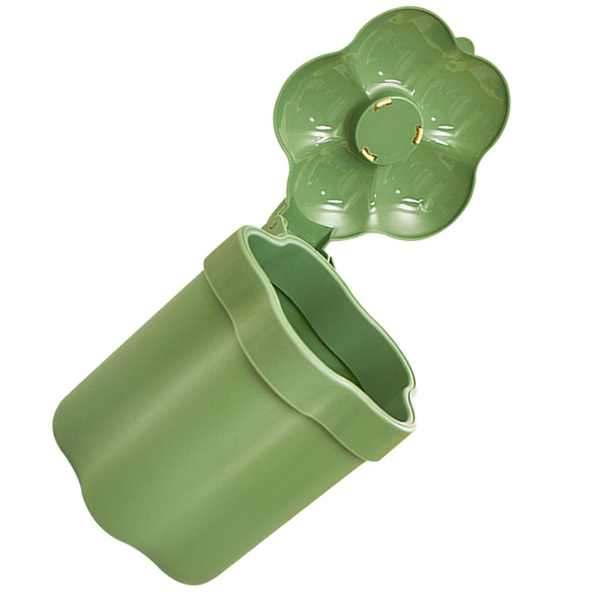 Creative Flower Desktop Trash Bin with Lid Mini Cute Wastebasket for Office and Bedroom Green Plastic Convenient Rubbish