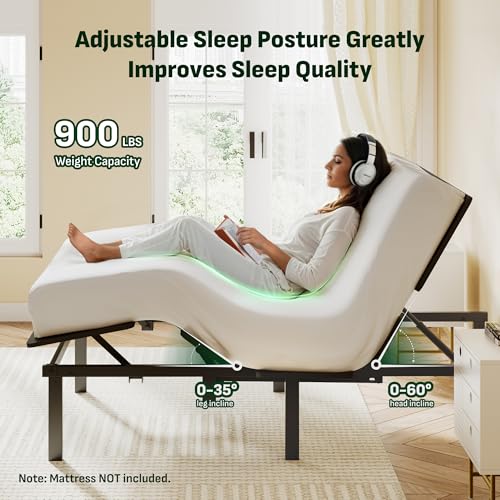 Image of Softa Queen Adjustable Bed Frame, Head & Foot Lift, Electric Bed Base with Remote Control, Whisper Quiet Motor, Oxford Fabric Bedspread, Mattress Holder, Easy Assembly