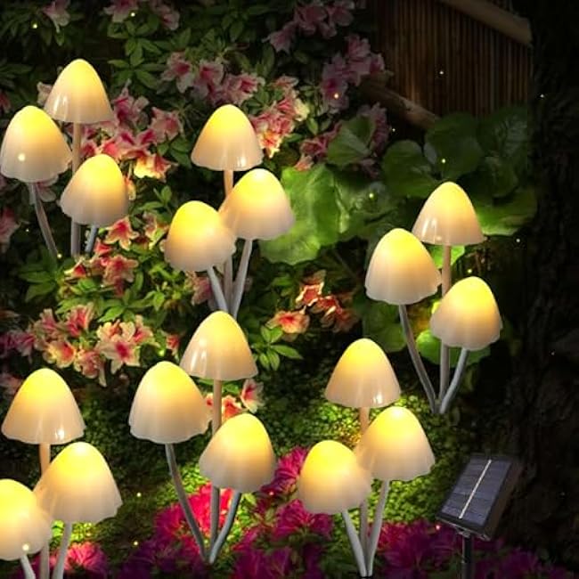 Solar Mushroom Lights for Outside, 6Pack 18LED Mushrooms with 8 Lighting Modes, Unique Mushroom Garden Decor Gifts,Cute Mushroom Solar Lights Outdoor for Path,Landscape,Yard,Patio,Lawn,Christmas Decor