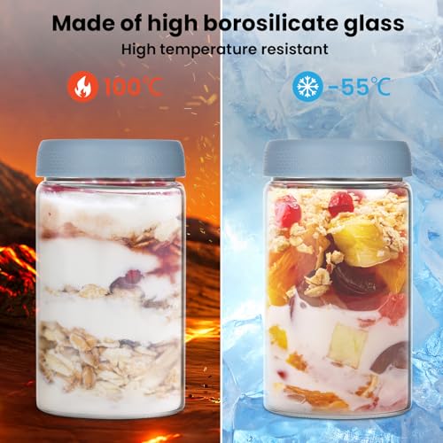 Zocipro 4Pcs 20oz Overnight Oats Jar, 600ml Borosilicate Glass Mason Jars with Lids, Wide Mouth Glass Jars for Overnight Oats, Salad, Fruit, Yogurt, Pudding, Chutney, Jam, Spice - Image 4
