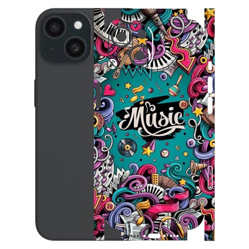 Image of AtOdds - Full Body Back Screen Guard Protector Film - Lamination Wrap Skin Sticker for iPhone 15 | Scratchproof Matte Finish (Design - Music)
