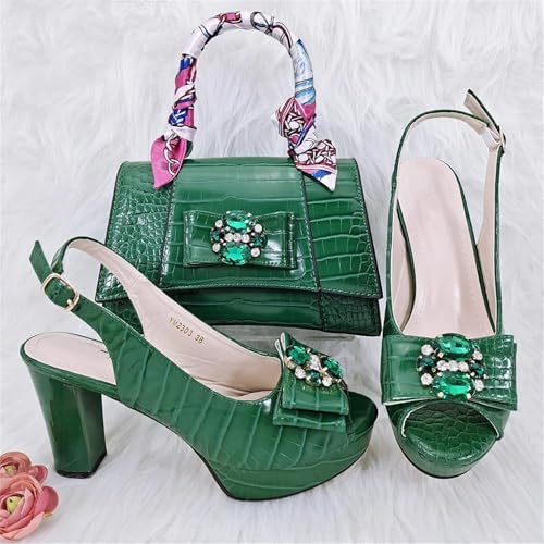 Women’s Designer Rhinestone Embellished Party Shoes and Purse Set Comfortable Heels for Formal Occasions2