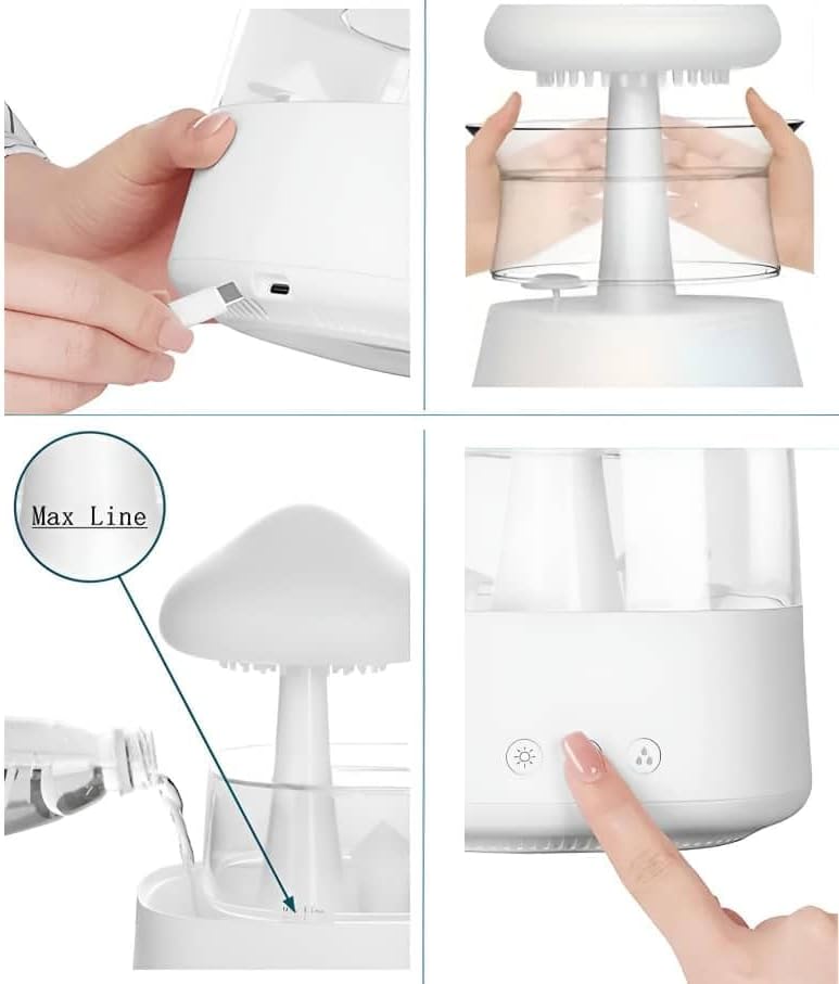 Miniatura 3 de Rain Cloud - Lámpara humidificadora de hongos  Luz nocturna relajante de cascada con sonidos de lluvia, ayuda para dormir y relajación, regalo ideal