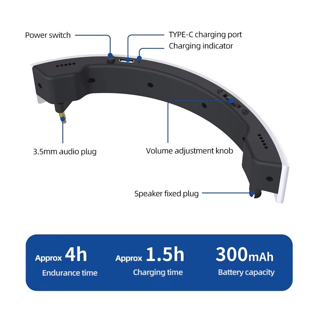Pour casque PS VR2 VR Haut-parleur externe portable Amplificateur audio stéréo 3,5 mm Sans fil Accessoires de jeu