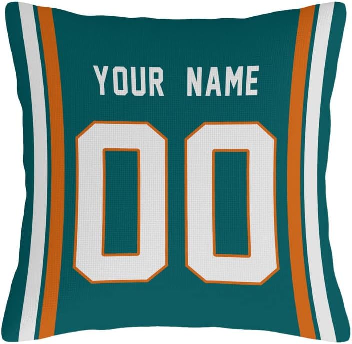 Yeuss Funda de almohada personalizada tipo fútbol americano de 16 x 16 pulgadas - Personalización de impresión, selecciona cualquier nombre y