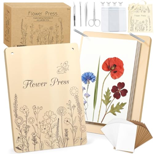 Dreamon Large Flower Press Kit - 11.8' x 8.3' 10 Layers DIY Wooden Flower Pressing Kit with Storage...