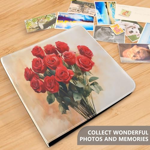 Álbum de fotos auto adhesivo DIY Scrapbook Álbum de San Valentín Rosa Roja Anillado 3 anillos, 40 páginas, 8x10 para recuerdos miniatura 5