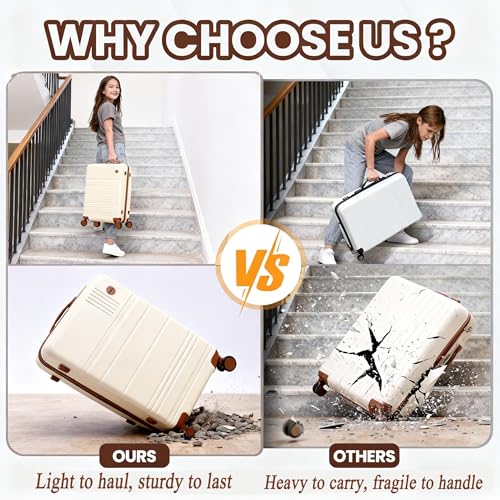Image of Hoteel Luggage Sets 4 Piece, 4-Year Warranty, Carry-On Luggage with Dual-Spinner Wheels, PC+ABS Hardside Suitcase Set with TSA Lock, Large Checked Travel Suitcases, Black(16 /20 /24 /28)