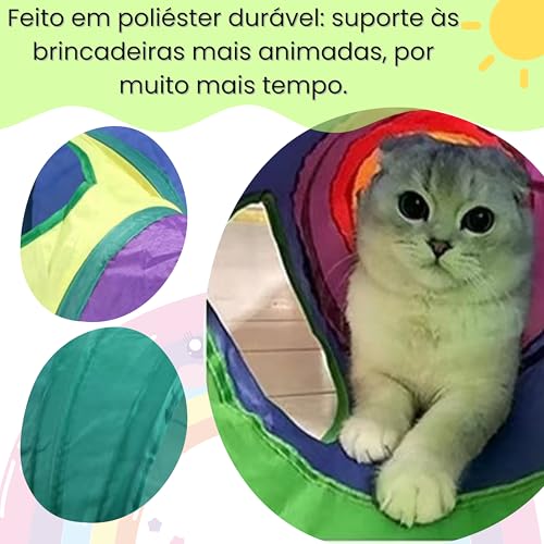 Brinquedo Túnel Interativo para Gatos Pets em S, Labirinto,Dobrável, 123cm, Com Saídas Laterais, Col