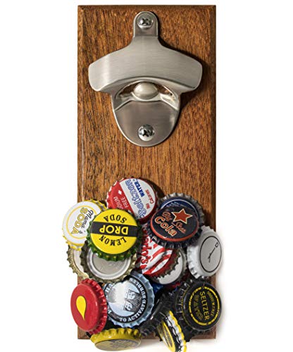 Wall Mounted Beer Bottle Opener with Magnetic Cap Catcher  Novelty Father's Day Gift 