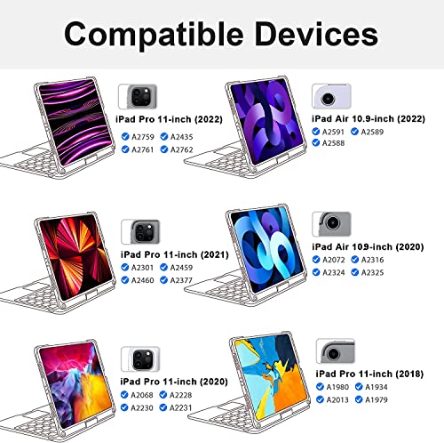 Image of typecase Touch Case with Keyboard for iPad Air 5th Generation (10.9-inch, 2022): Trackpad - 360 Rotatable - Wireless Backlit Keyboard Case with Pencil Holder for iPad Air 5th /4th Gen - Graphite Grey