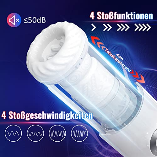 Elektrische masturbator handfree cup met schokfunctie, automatische blowjob, oraal seksspeelgoed 4 telescopische functies & 4 snelheden voor mannen, stil, penisstimulator met 3D siliconen vagina Pussy - Afbeelding 3
