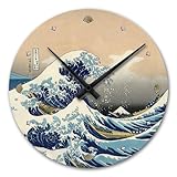 Giallobus - Orologio Linea Basic - Hokusai - La grande onda di Kanagawa - Legno Mdf - Basic 30x30 - Meccanismo silenzioso - Pronto da appendere - Orologi moderni