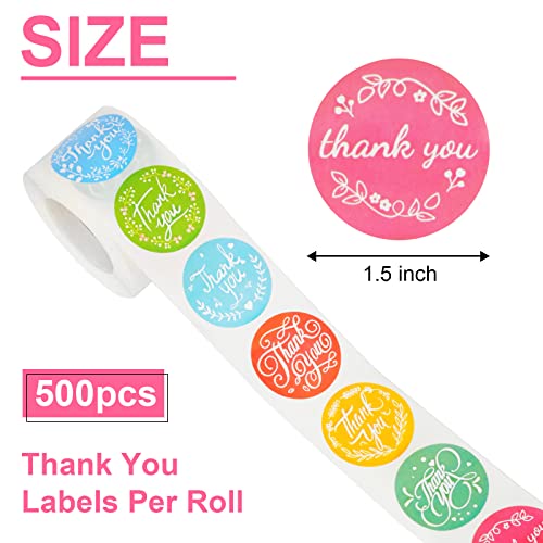 Sainyarh 500Pcs Thank You Stickers, 1.5 Inch Round 10 Colors Thank You Labels For Your Order Small Business Gifts Bags Packing/Birthday Party Favors/Wedding Card Envelope Mailer Seal Sticker #TOP1