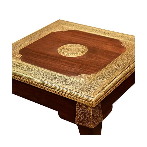 Casa Moro Orientalischer Opiumtisch Messing L 54x54x38 cm (B/T/H) aus Sheesham-Holz mit Messingintarsien | Massivholz… – Bild 5