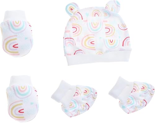 1 juego de guantes antiarañazos para bebés, niños pequeños, conjuntos de punto para niñas, conjunto de gorro de hormiga, gorro para bebés, juego de