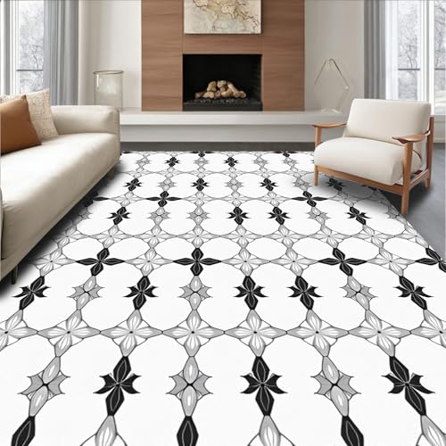 ODIKA Flatwoven High Traffic Area Rug 8x10, Elegant Overlapping Shapes