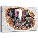 Feeby Tableau Photo 3D mur Image décoration murale Time Square multicolore 90x60 cm