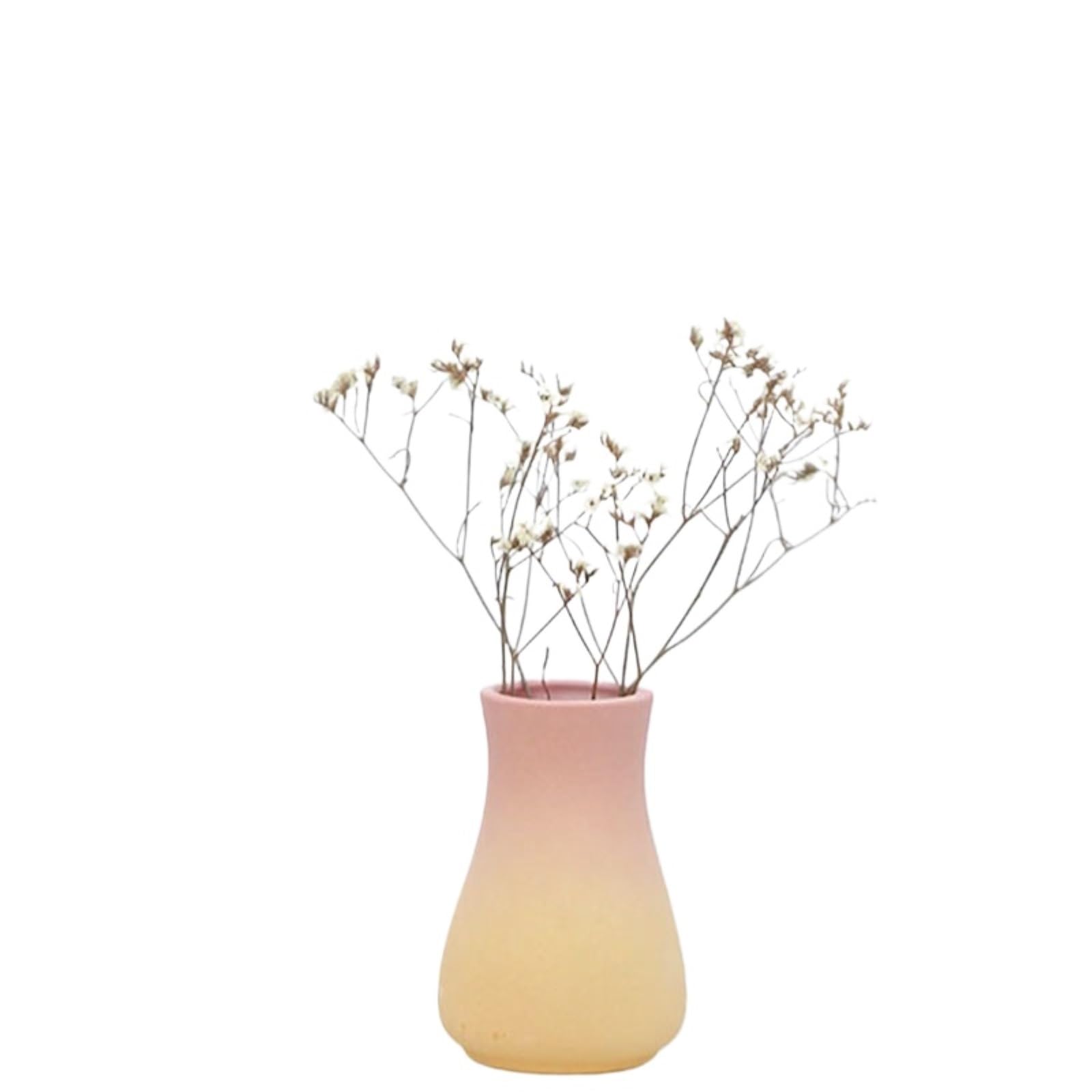 Florero de cerámica amarillo nórdico y jarrón flores para centro de mesa casa