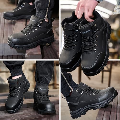 Image of Waterproof Steel Toe Boots for Men Wide Width Non Slip Work Shoes Slip Resistant Safety Toe Sneakers Indestructible Construction Composite Toe Shoe Puncture Proof Footwear