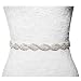 Thin Wedding Bridesmaid Dress Rhinestone Bridal Sash Belt with Crystal & Beads (18 inches, Ivory Satin Ribbon)