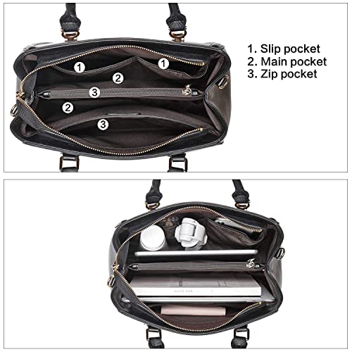 Bostanten Women Leather Handbag Designer Top Handle Satchel Shoulder Bag Crossbody Purses Black And Womens Leather Wallets Rfid Blocking Large Capacity Credit Card Holder Phone Clutch Black #TOP2