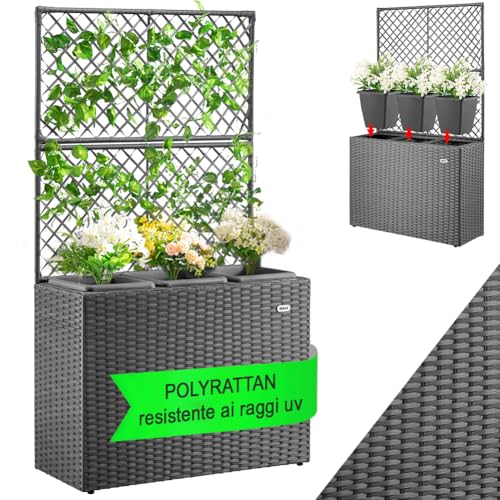 Potager vertical d'extérieur gris en polyrotin avec bac à fleurs - 4