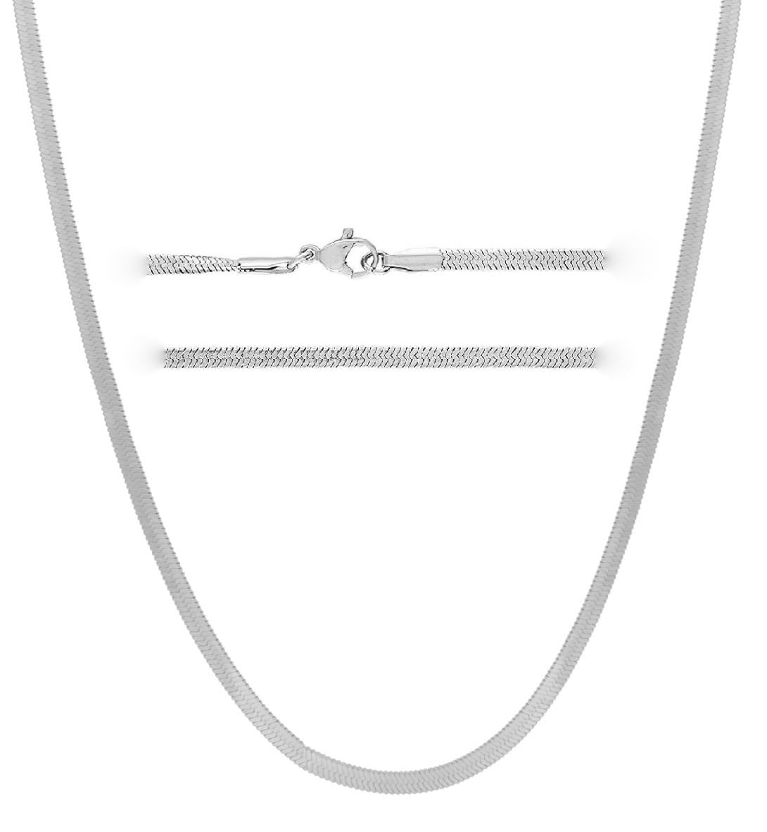 VAMA Stylish Classic Stainless Steel Silver Plated Patta Chain Western Charm Neck Necklace Chains for Men & Boys (2mm) (B0DDQD4MXP) Amazon Price History, Amazon Price Tracker